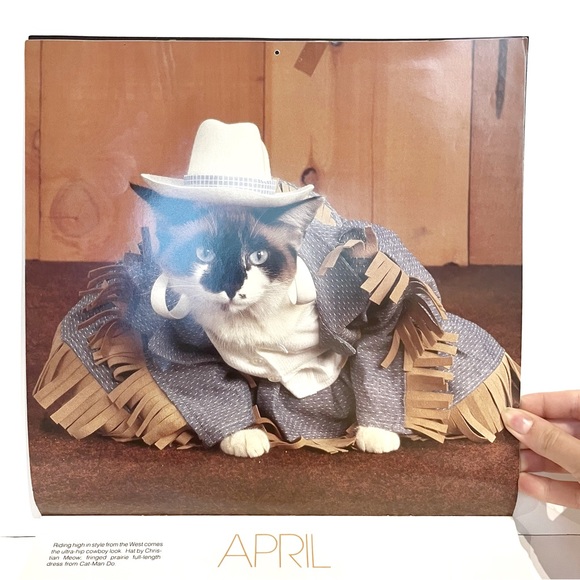 Vintage 1989 Calendar Pictures of Cats Dressed Up in Clothes Kitty Cute Kitten - Picture 8 of 16